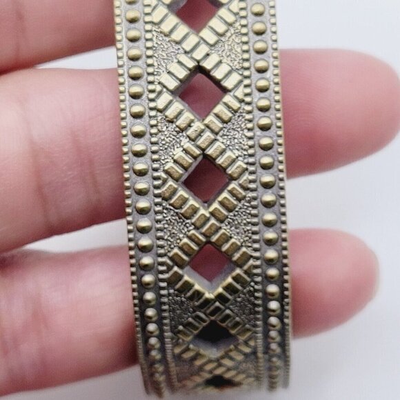 Heidi Daus Women's Double Trouble Cuff Wrist Watch Swarovski Crystals Brass Tone - Picture 4 of 9